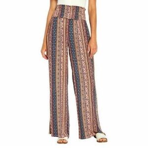 Three Dots Boho Rayon Festival Paisley Print Comfy Wise Leg Pant large coastal